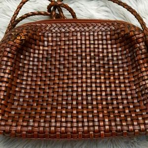 Woven leather crossbody bag